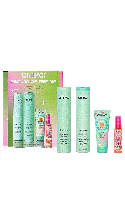 Amika Realm Of Repair Kit - The Kure Shampoo 9.2oz The Kure Conditioner 9.2oz The Kure Mask 3.3oz The Wizard Primer 1oz-Amika Realm Of Repair Kit - The Kure Shampoo 9.2oz The Kure Conditioner 9.2oz The Kure Mask 3.3oz The Wizard Primer 1oz