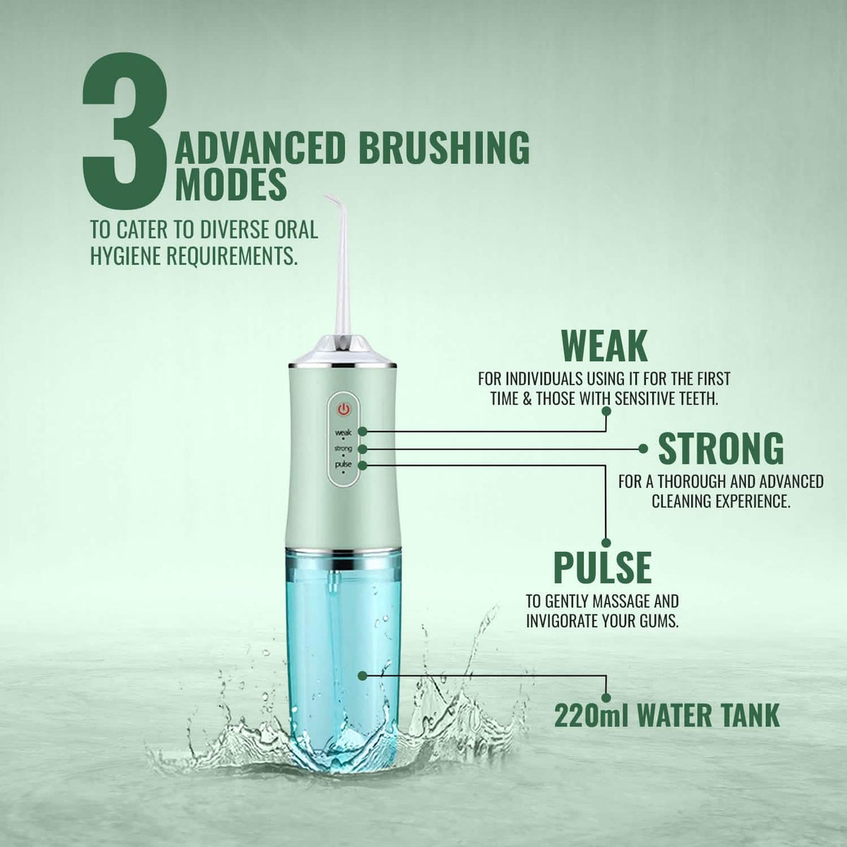 Professional Cordless Rechargeable 3 Modes Water Flosser Dental Oral Irrigator, Braces Cleaner-Professional Cordless Rechargeable 3 Modes Water Flosser Dental Oral Irrigator, Braces Cleaner