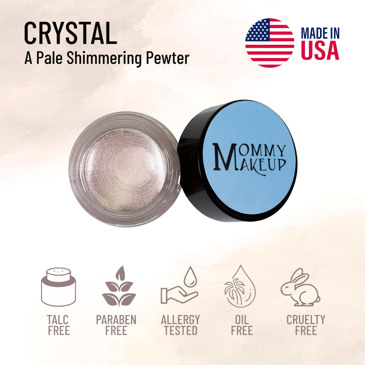 Crystal Any Wear Creme - A Waterproof Multi-tasking creme to powder product for eyes, cheeks & lips. Can be worn anywhere-Crystal Any Wear Creme - A Waterproof Multi-tasking creme to powder product for eyes, cheeks & lips. Can be worn anywhere
