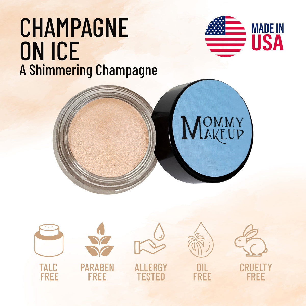 Champagne on Ice Any Wear Creme - A Waterproof Multi-tasking creme to powder product for eyes, cheeks & lips. Can be worn anywhere-Champagne on Ice Any Wear Creme - A Waterproof Multi-tasking creme to powder product for eyes, cheeks & lips. Can be worn anywhere