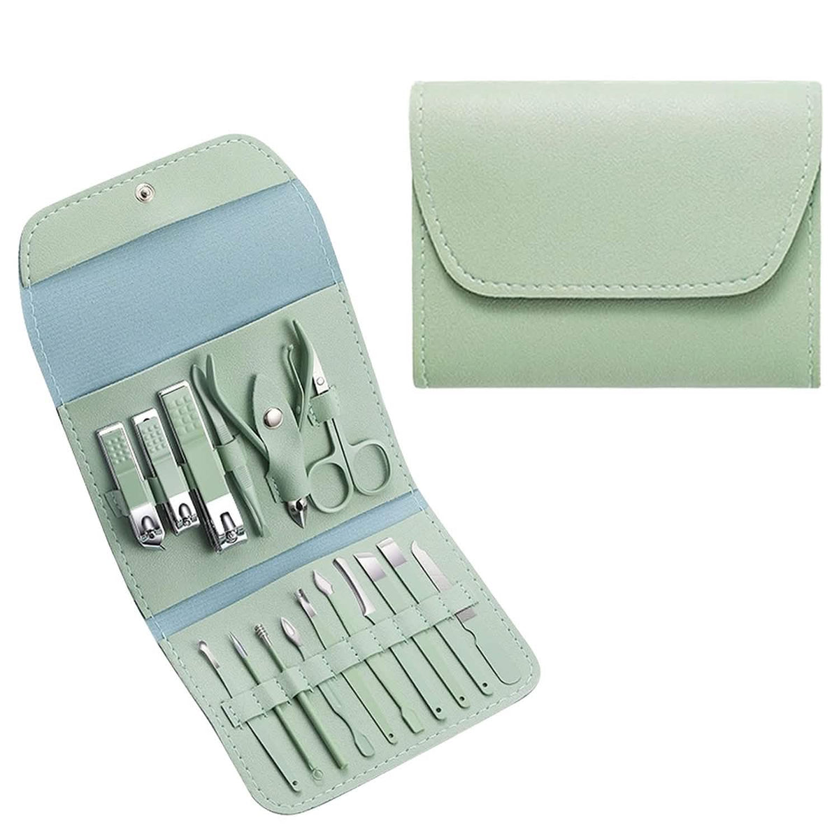 16-Piece: Stainless Steel Professional Manicure Pedicure Facial Set Grooming Kit with Leather Case-16-Piece: Stainless Steel Professional Manicure Pedicure Facial Set Grooming Kit with Leather Case