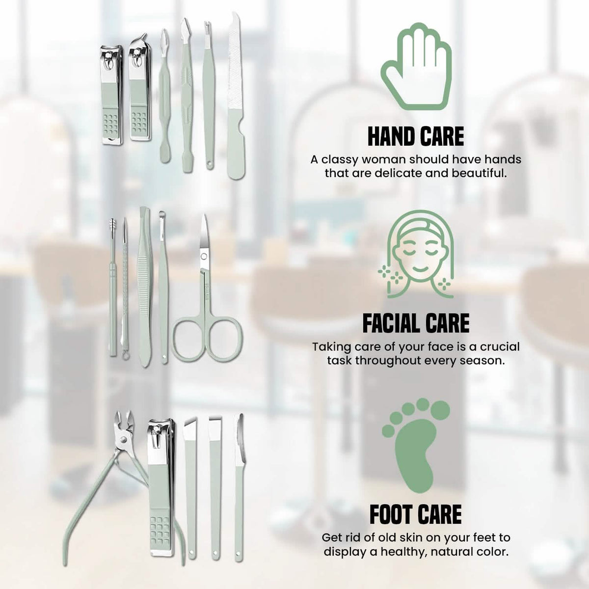 16-Piece: Stainless Steel Professional Manicure Pedicure Facial Set Grooming Kit with Leather Case-16-Piece: Stainless Steel Professional Manicure Pedicure Facial Set Grooming Kit with Leather Case