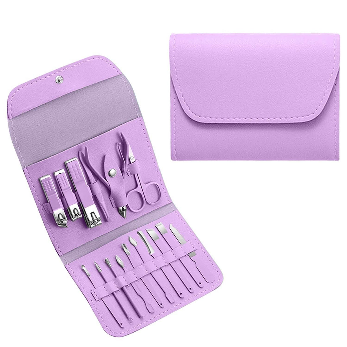 16-Piece: Stainless Steel Professional Manicure Pedicure Facial Set Grooming Kit with Leather Case-16-Piece: Stainless Steel Professional Manicure Pedicure Facial Set Grooming Kit with Leather Case