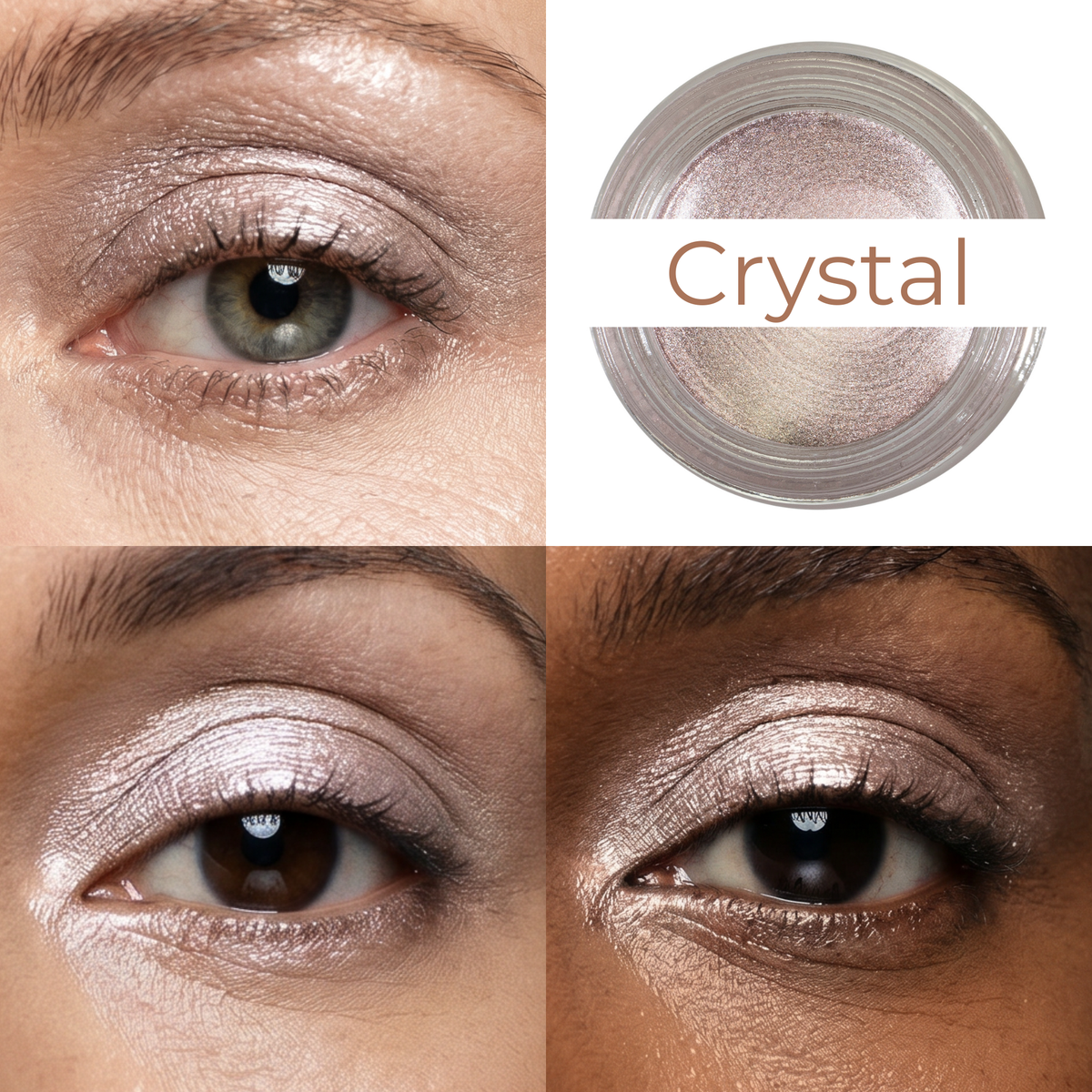 Crystal Any Wear Creme - A Waterproof Multi-tasking creme to powder product for eyes, cheeks & lips. Can be worn anywhere-Crystal Any Wear Creme - A Waterproof Multi-tasking creme to powder product for eyes, cheeks & lips. Can be worn anywhere