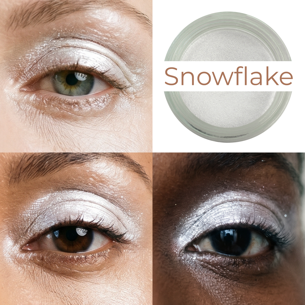 Snowflake Any Wear Creme - A Waterproof Multi-tasking creme to powder product for eyes, cheeks & lips. Can be worn anywhere-Snowflake Any Wear Creme - A Waterproof Multi-tasking creme to powder product for eyes, cheeks & lips. Can be worn anywhere