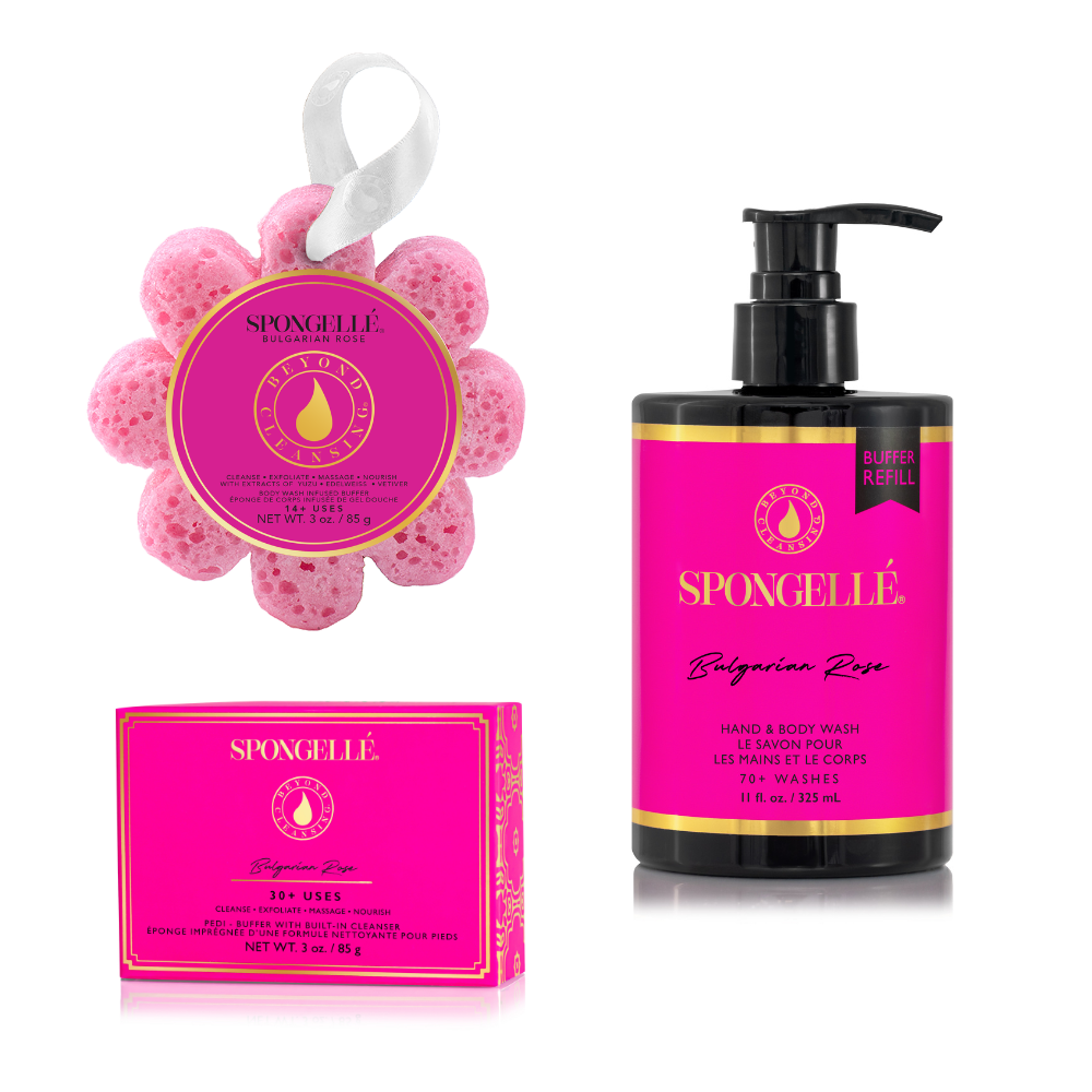 Bulgarian Rose Wild Flower, Pedi Buffer, and Body Wash Refill Set-Bulgarian Rose Wild Flower, Pedi Buffer, and Body Wash Refill Set