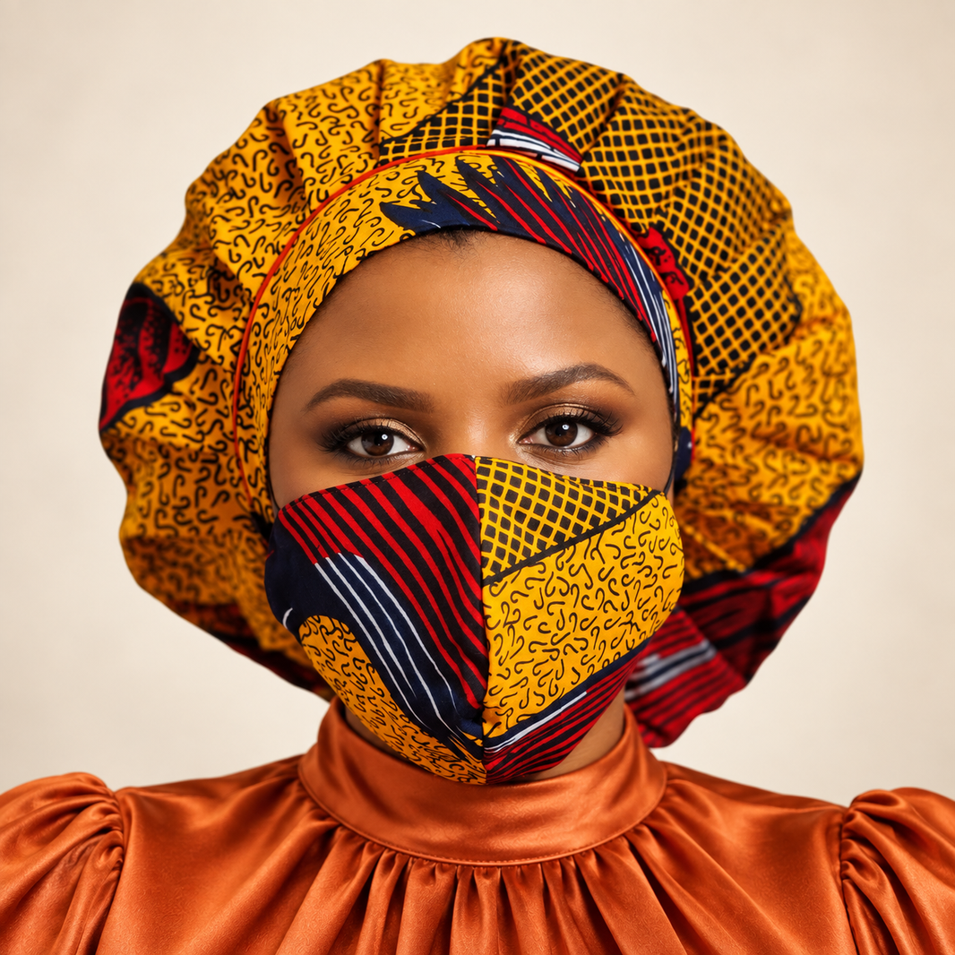 Duma Mbili Kente African Print Bonnets-Duma Mbili Kente African Print Bonnets