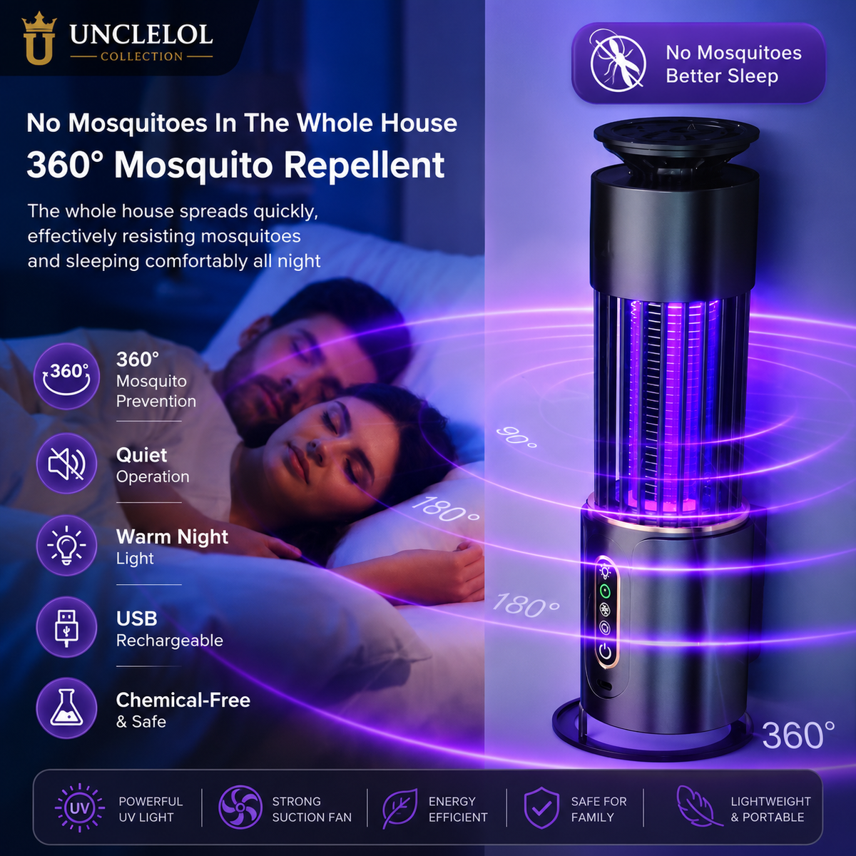 2-in-1 Indoor Mosquito Killer Lamp – USB Rechargeable UV Bug Zapper for Bedroom, Home & Office-2-in-1 Indoor Mosquito Killer Lamp – USB Rechargeable UV Bug Zapper for Bedroom, Home & Office