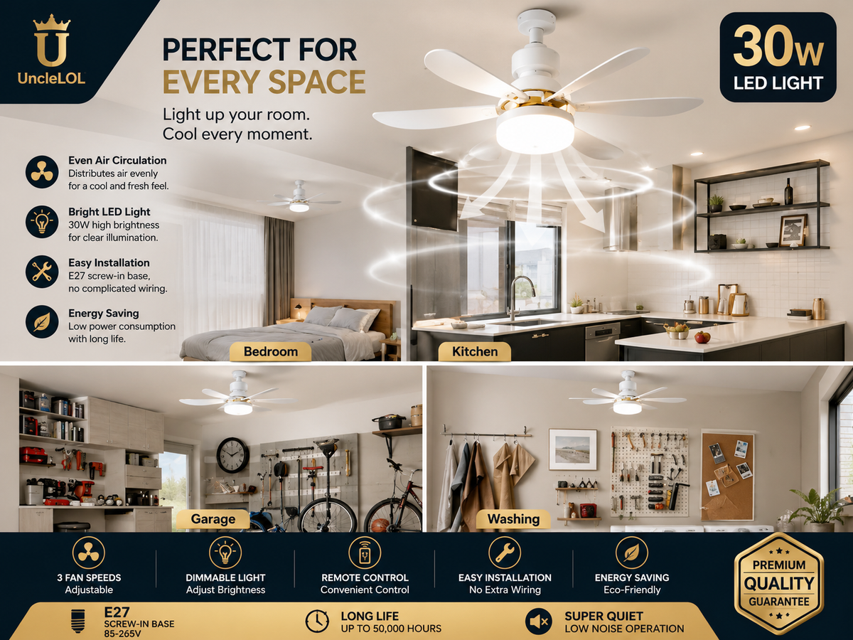 30W E27 Screw-In Ceiling Fan Light with Remote Control – Dimmable LED Fan Bulb for Bedroom, Living Room & Home Office-30W E27 Screw-In Ceiling Fan Light with Remote Control – Dimmable LED Fan Bulb for Bedroom, Living Room & Home Office