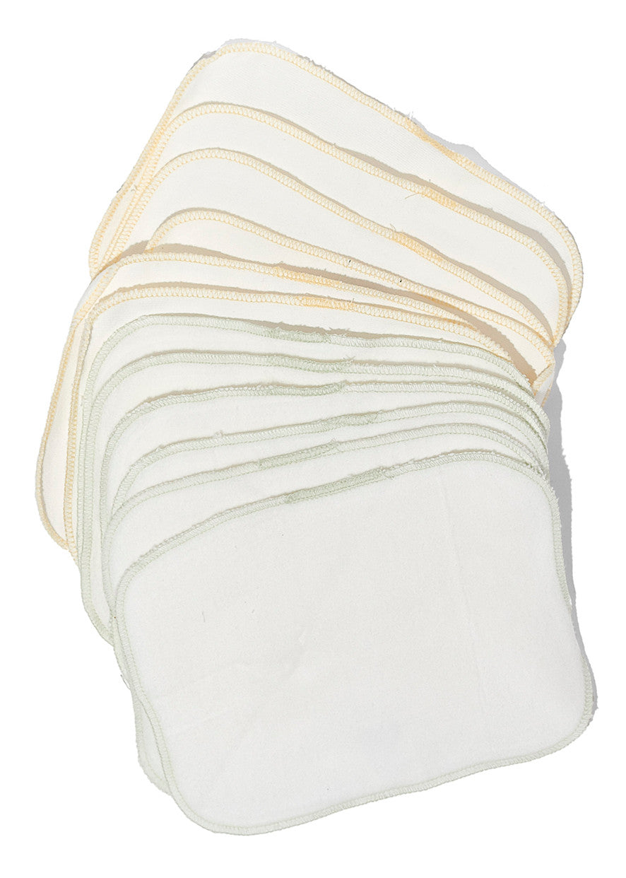 Organic Brushed Cotton Wash Cloth - Pack of 12-Organic Brushed Cotton Wash Cloth - Pack of 12