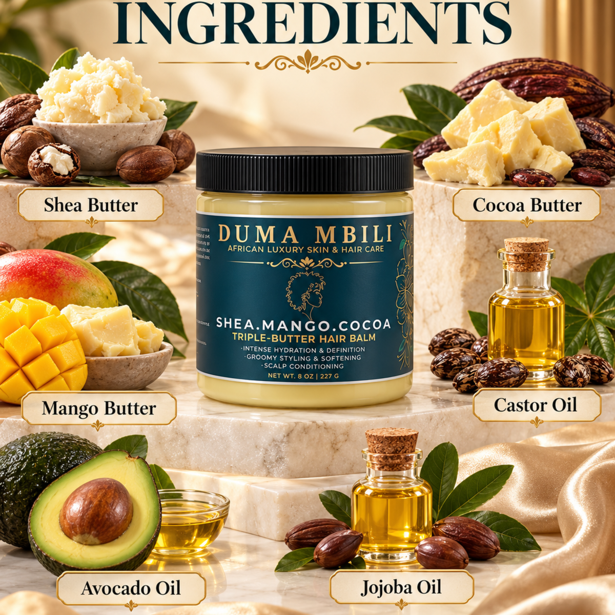 Duma Mbili Shea • Mango • Cocoa Triple-Butter Hair Balm-Duma Mbili Shea • Mango • Cocoa Triple-Butter Hair Balm