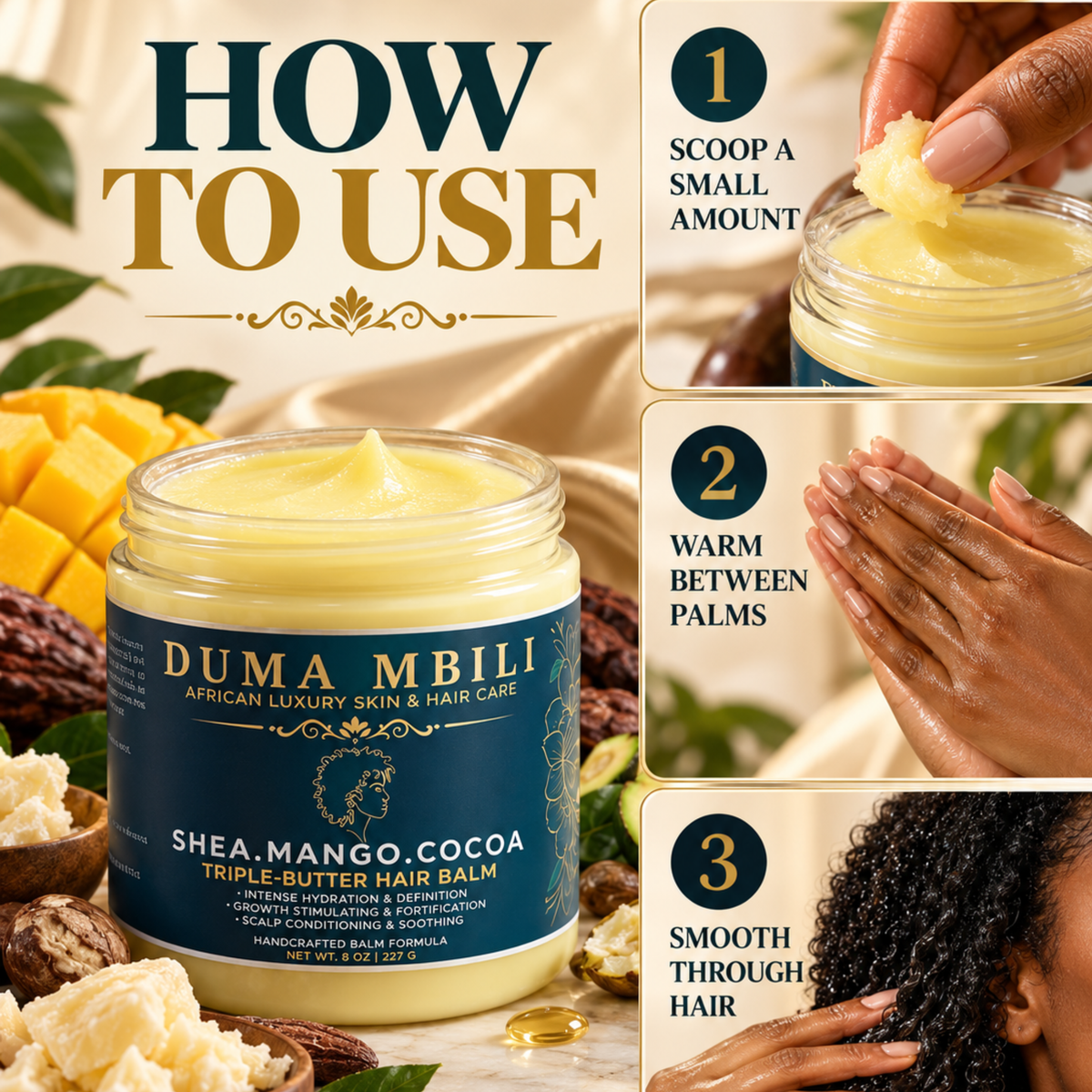 Duma Mbili Shea • Mango • Cocoa Triple-Butter Hair Balm-Duma Mbili Shea • Mango • Cocoa Triple-Butter Hair Balm