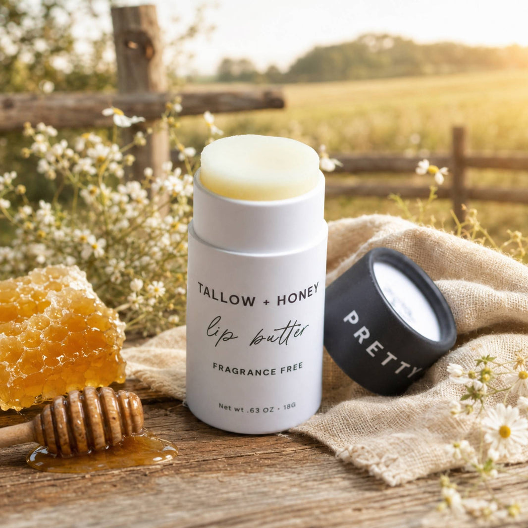 Fragrance Free Tallow + Honey Lip Butter | Eco-Friendly Travel Tube-Fragrance Free Tallow + Honey Lip Butter | Eco-Friendly Travel Tube