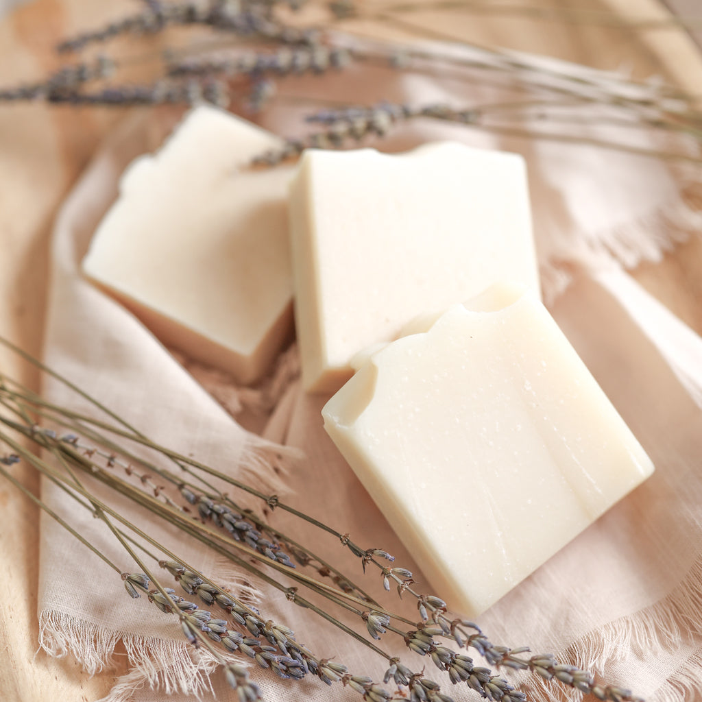 Fragrance Free Handmade Tallow + Goat Milk Soap Bar Trio-Fragrance Free Handmade Tallow + Goat Milk Soap Bar Trio