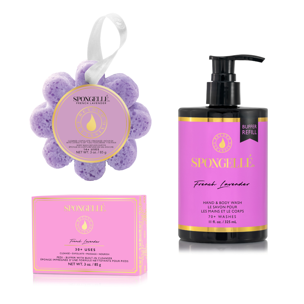 French Lavender Wild Flower, Pedi Buffer, and Body Wash Refill Set-French Lavender Wild Flower, Pedi Buffer, and Body Wash Refill Set