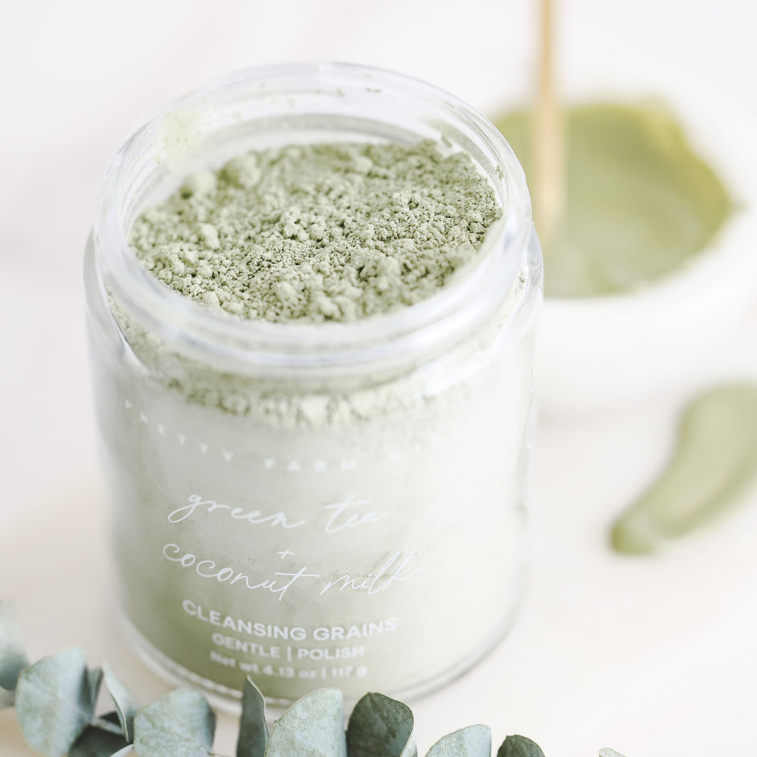 Green Tea + Coconut Milk Facial Cleansing Grains-Green Tea + Coconut Milk Facial Cleansing Grains