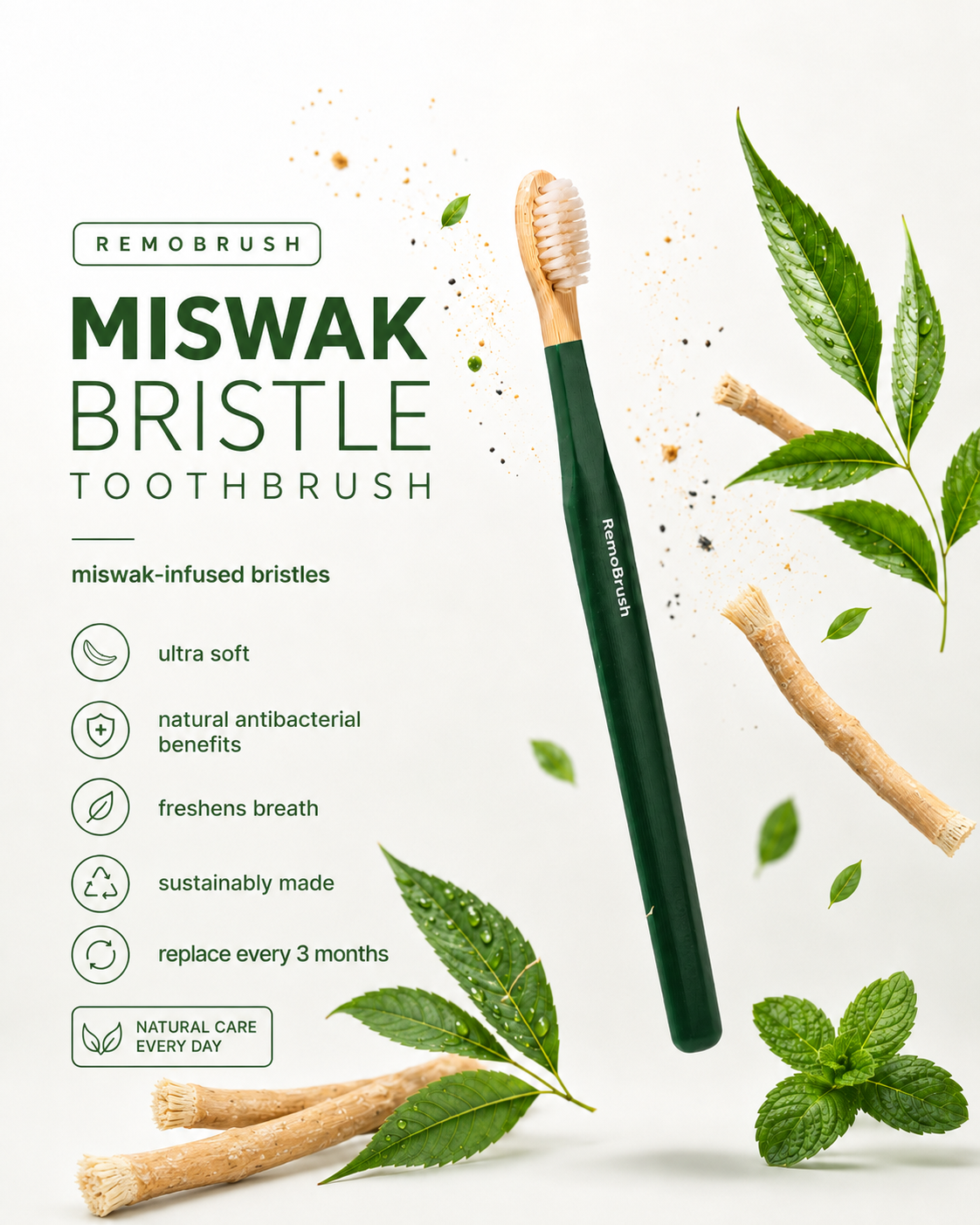 RemoBrush – Miswak Bristles Bamboo Toothbrush-RemoBrush – Miswak Bristles Bamboo Toothbrush