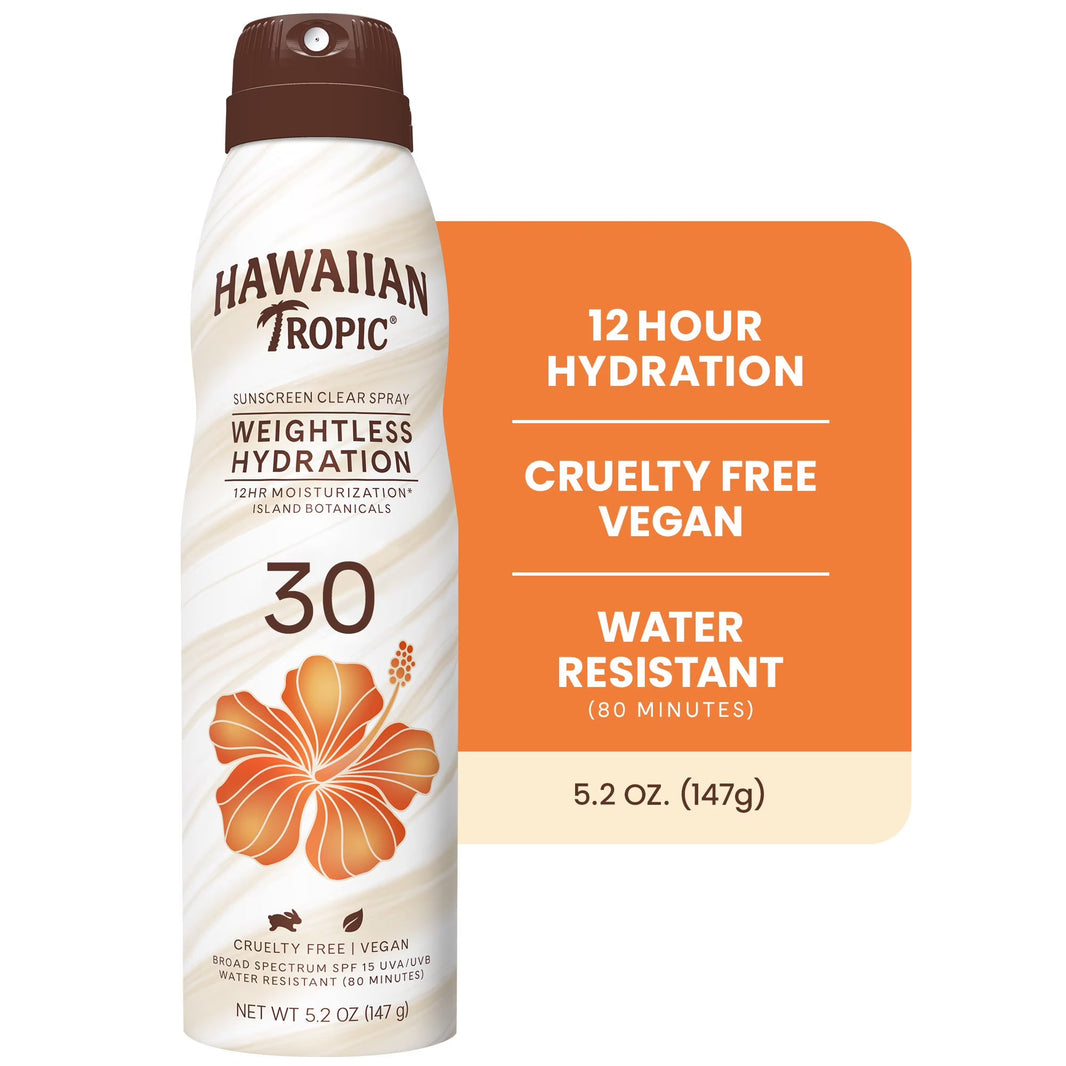 Hawaiian Tropic Sunscreen Clear Spray Weightless Hydration SPF 30 6oz-Hawaiian Tropic Sunscreen Clear Spray Weightless Hydration SPF 30 6oz