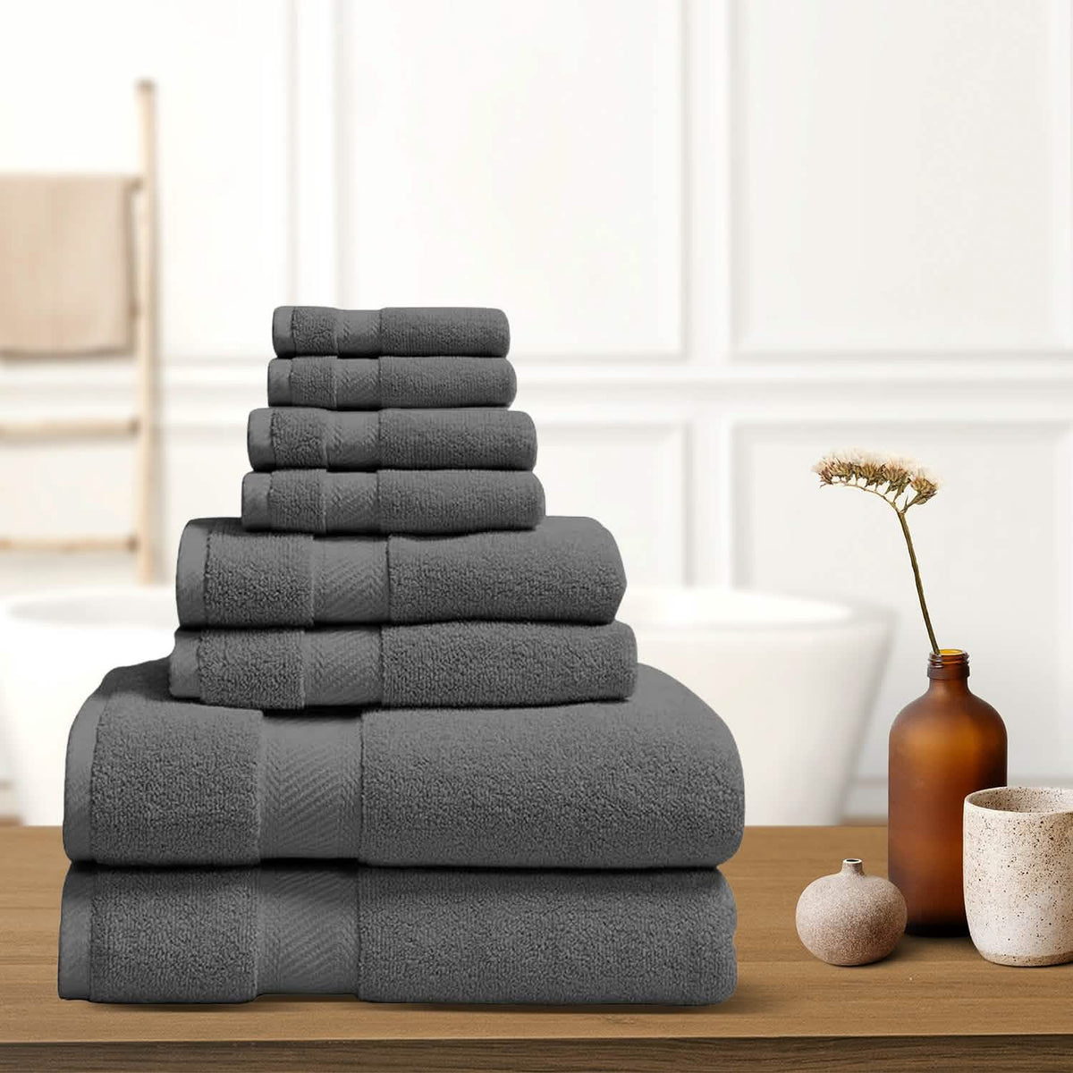 8-Piece: 100% Organic Cotton Bath Towel Set-8-Piece: 100% Organic Cotton Bath Towel Set
