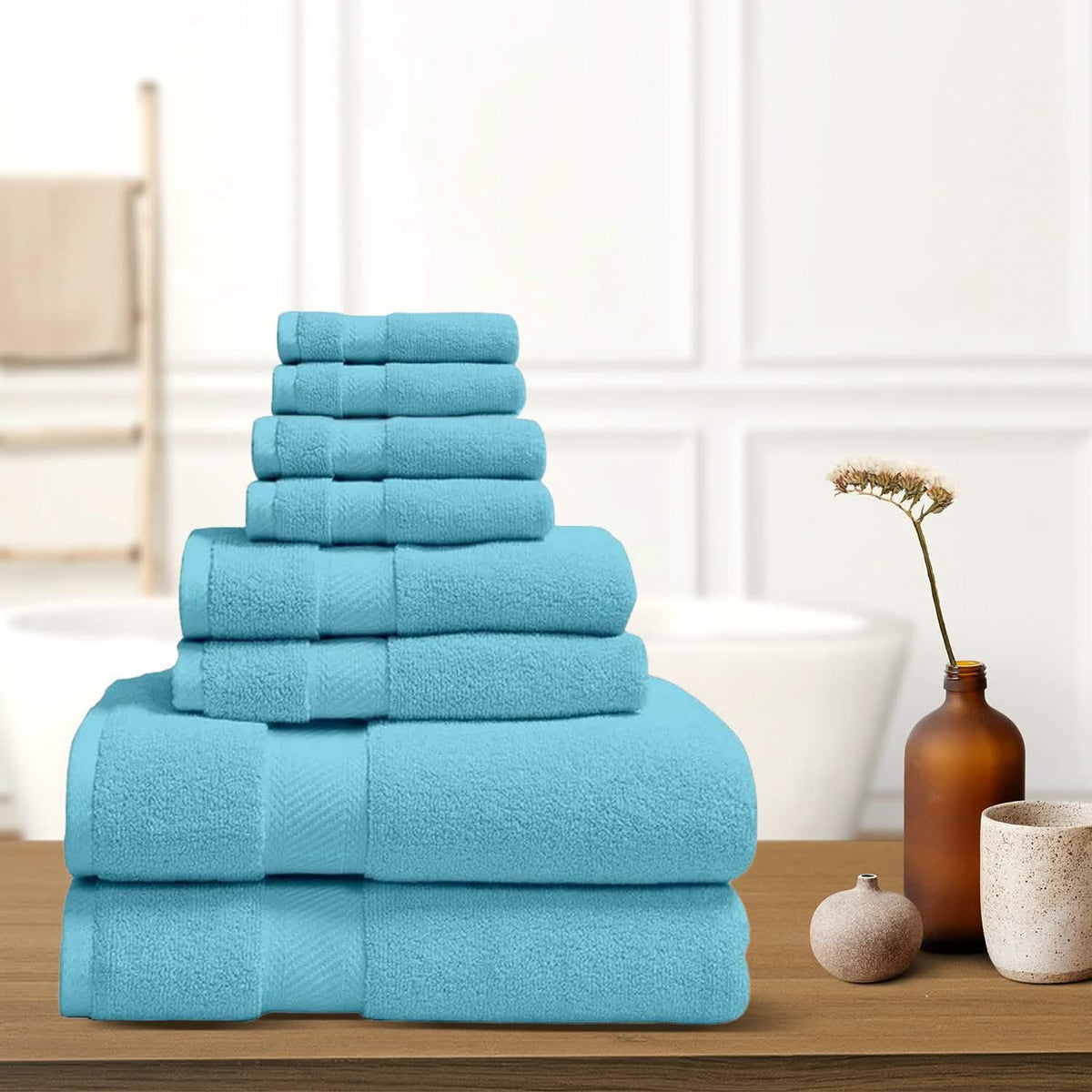 8-Piece: 100% Organic Cotton Bath Towel Set-8-Piece: 100% Organic Cotton Bath Towel Set