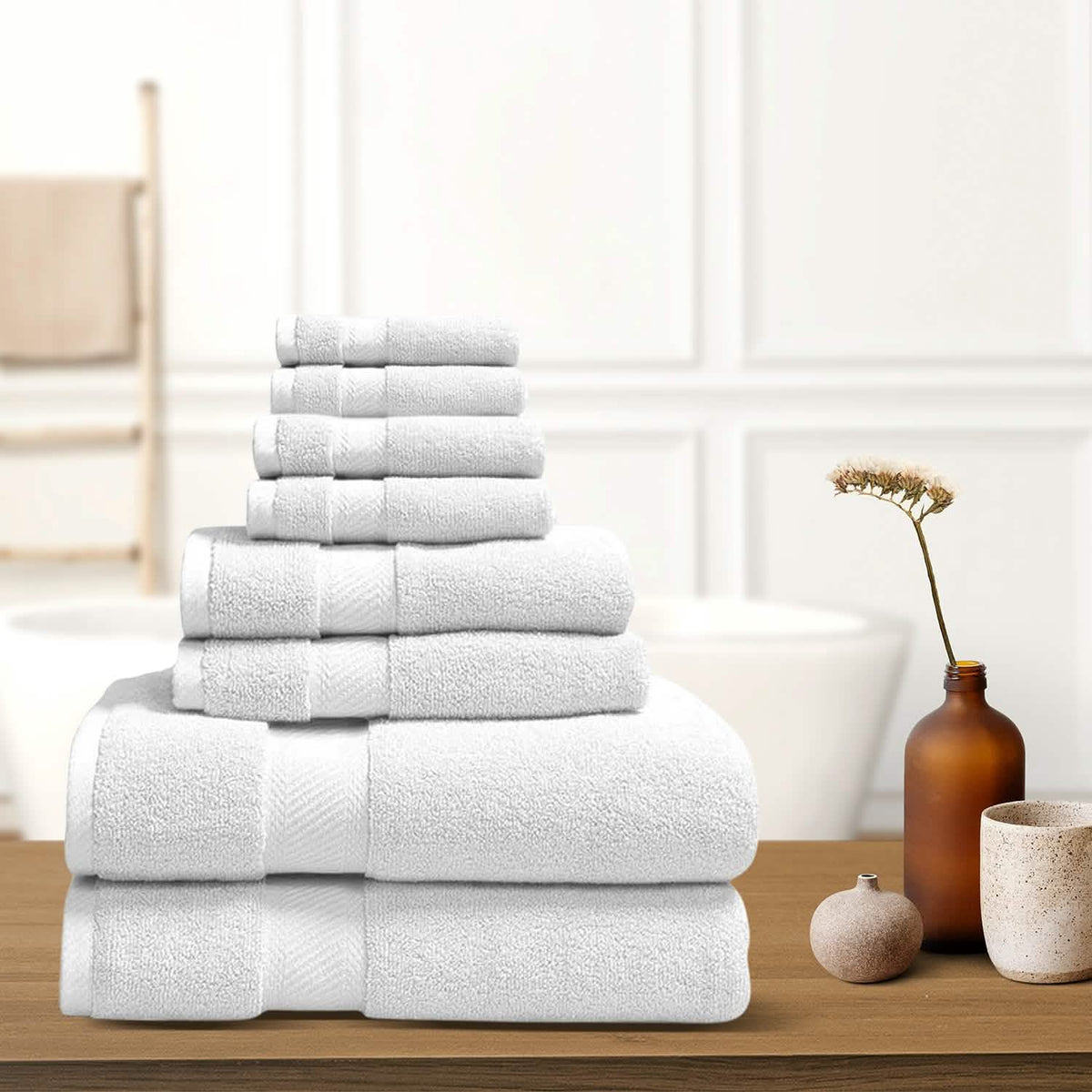 8-Piece: 100% Organic Cotton Bath Towel Set-8-Piece: 100% Organic Cotton Bath Towel Set