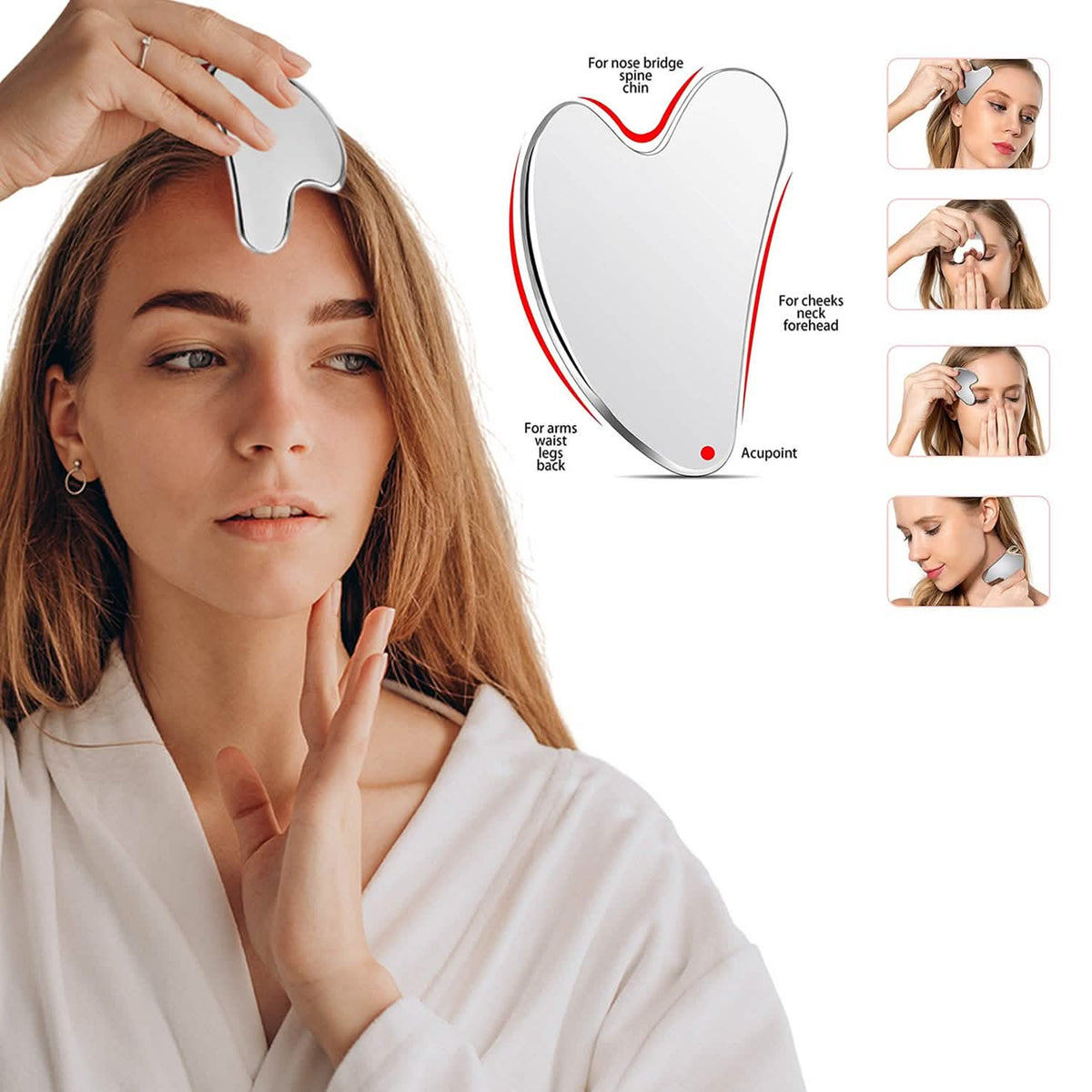 Stainless Steel Gua Sha Massage Scraper Tool For Facial Skin Care-Stainless Steel Gua Sha Massage Scraper Tool For Facial Skin Care