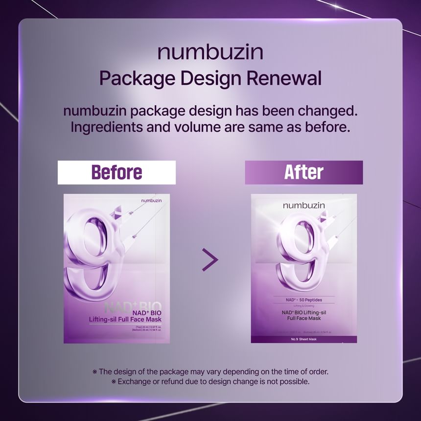 Numbuzin NAD+ BIO Lifting-sil Full Face Mask-Numbuzin NAD+ BIO Lifting-sil Full Face Mask