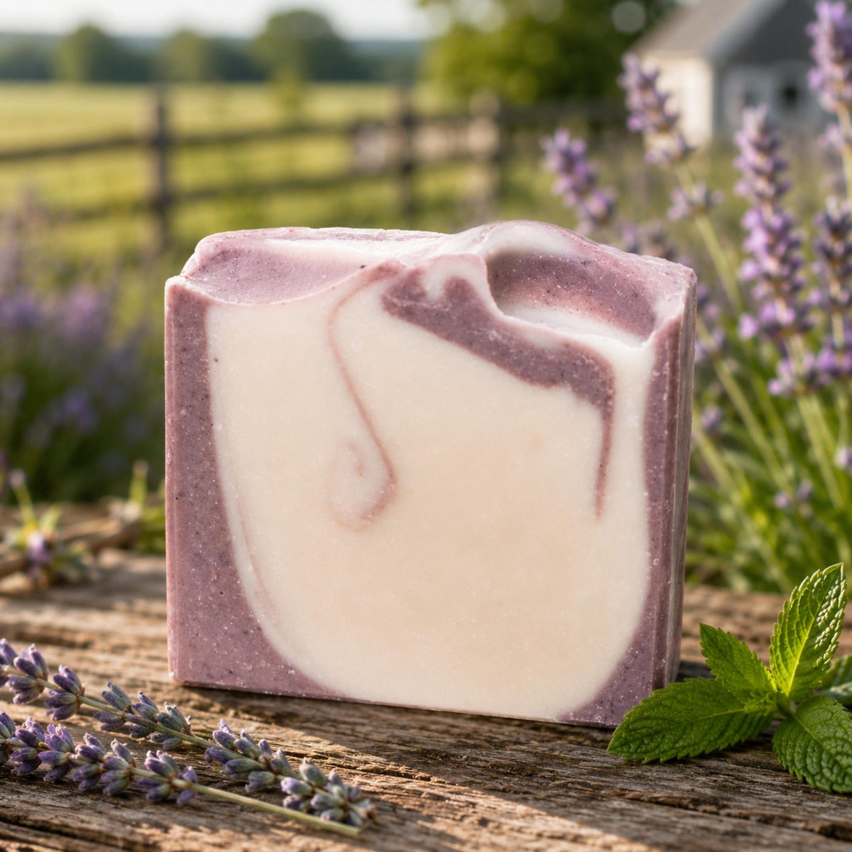 Lavender + Mint Handmade Tallow and Goat Milk Soap Bar-Lavender + Mint Handmade Tallow and Goat Milk Soap Bar