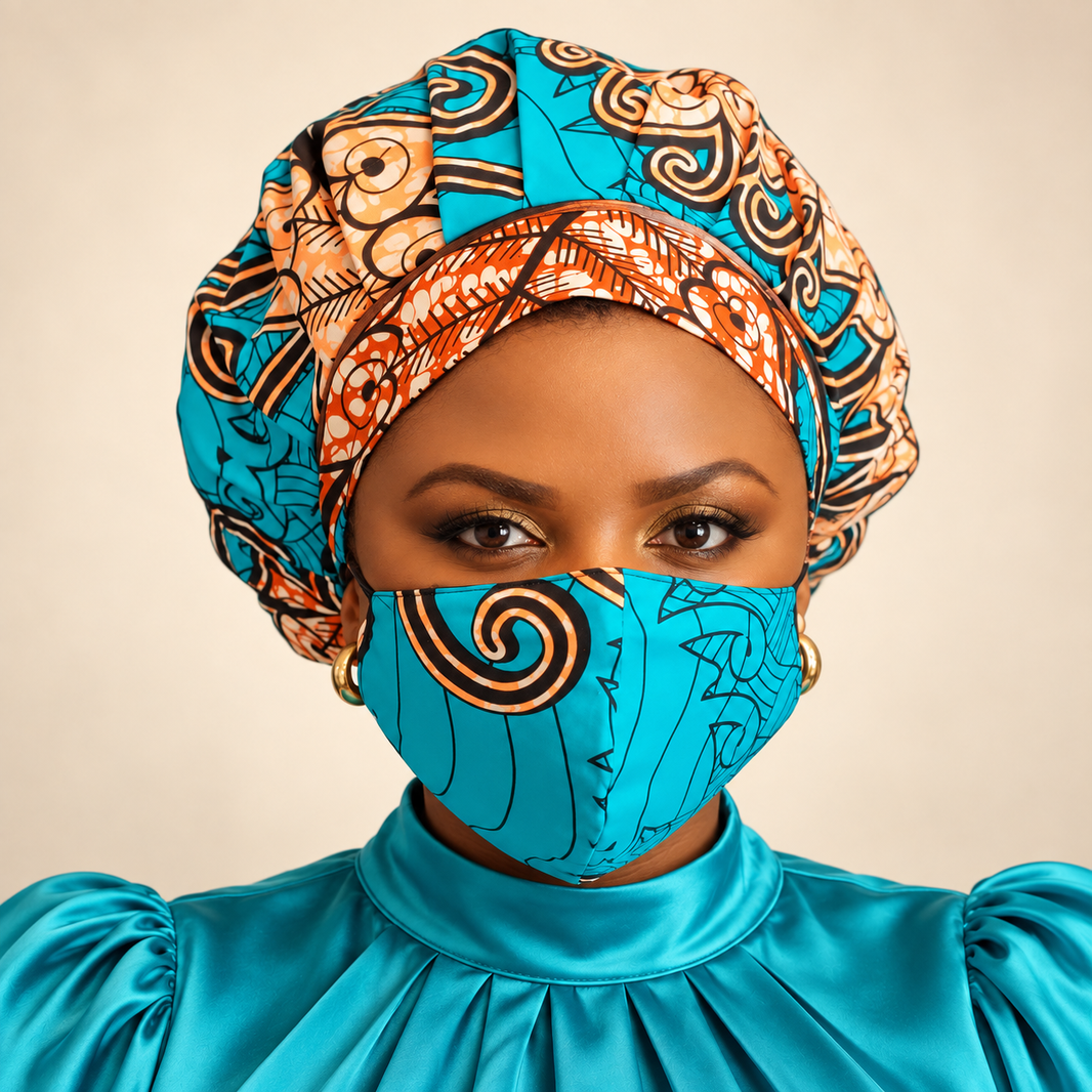 Duma Mbili Kente African Print Bonnets-Duma Mbili Kente African Print Bonnets