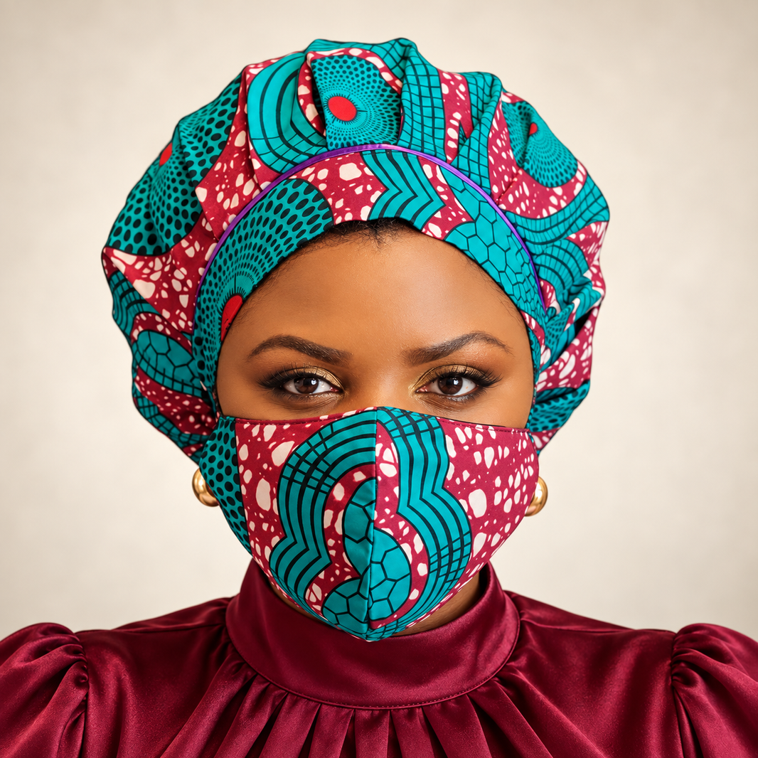 Duma Mbili Kente African Print Bonnets-Duma Mbili Kente African Print Bonnets