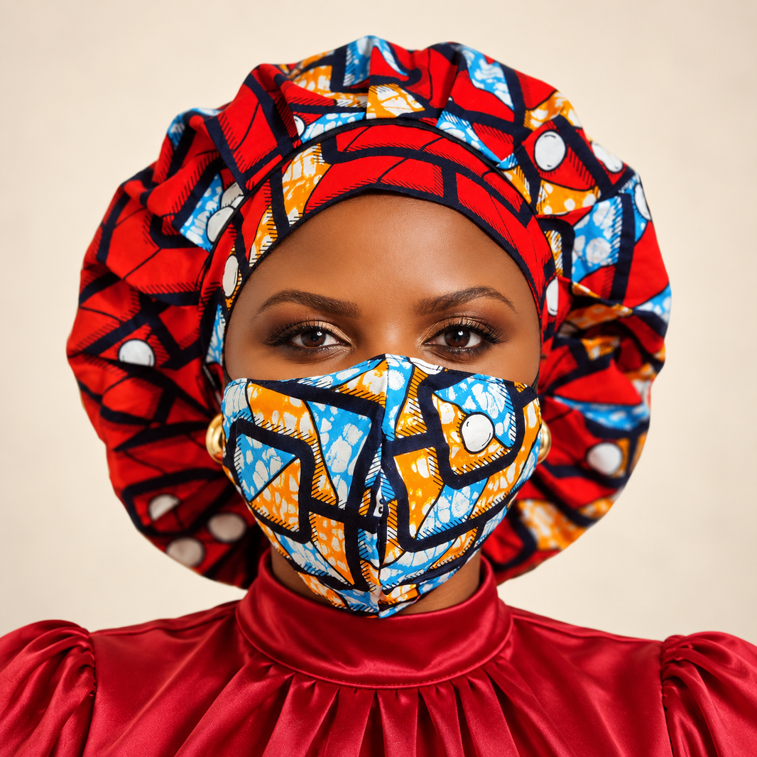 Duma Mbili Kente African Print Bonnets-Duma Mbili Kente African Print Bonnets