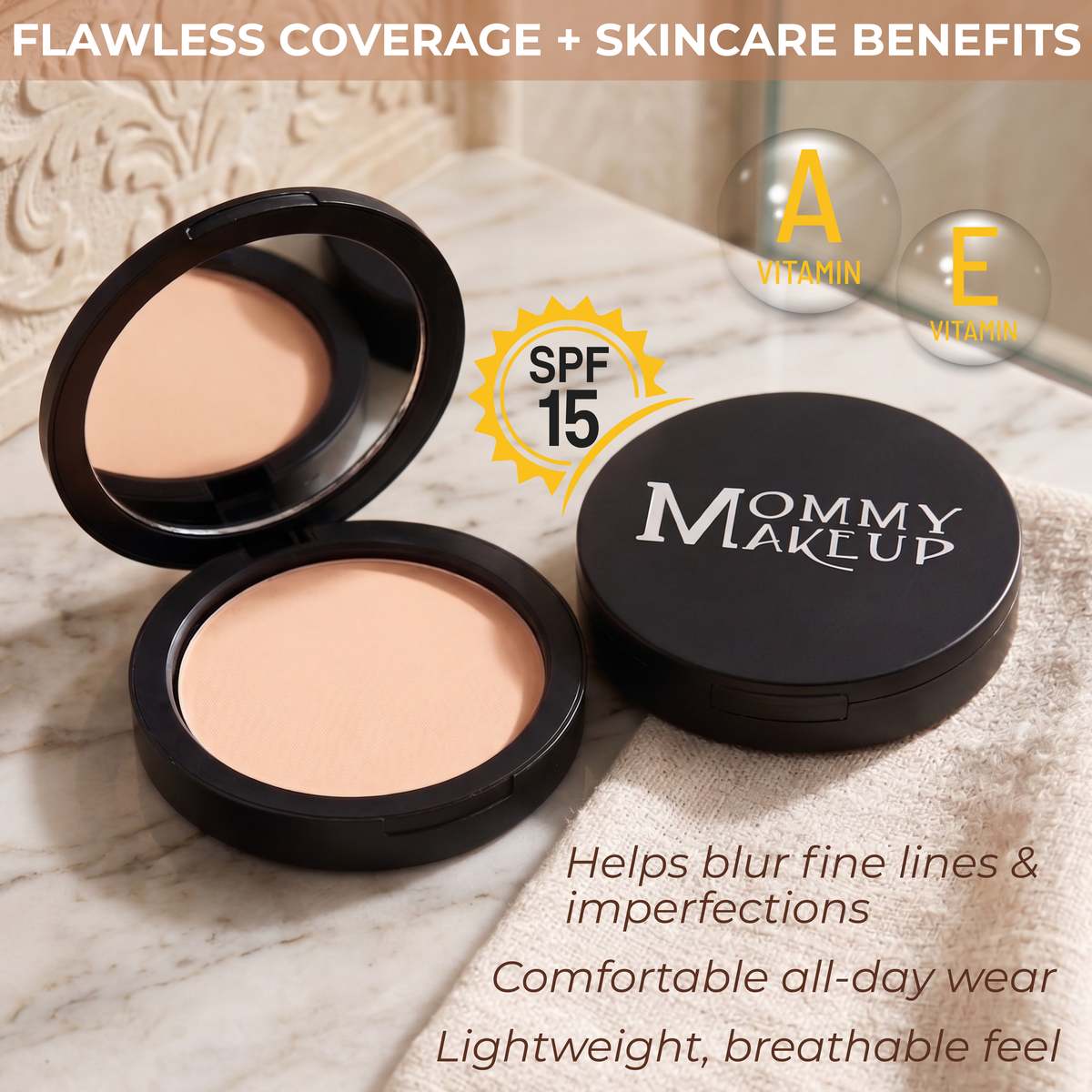 Mineral Dual Powder Foundation SPF15 (0.45 oz.) - Baby's Breath (Extra Light)-Mineral Dual Powder Foundation SPF15 (0.45 oz.) - Baby's Breath (Extra Light)