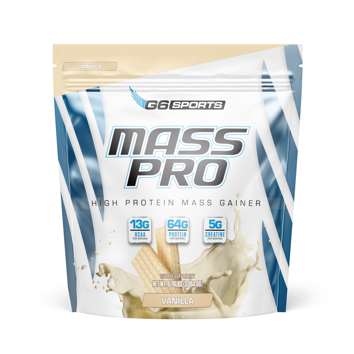 G6 Sports Mass Pro High Protein Mass Gainer — Vanilla, 14 Servings-G6 Sports Mass Pro High Protein Mass Gainer — Vanilla, 14 Servings