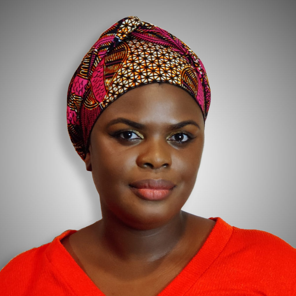 Kente African Head Wraps (Brown & Red)-Kente African Head Wraps (Brown & Red)