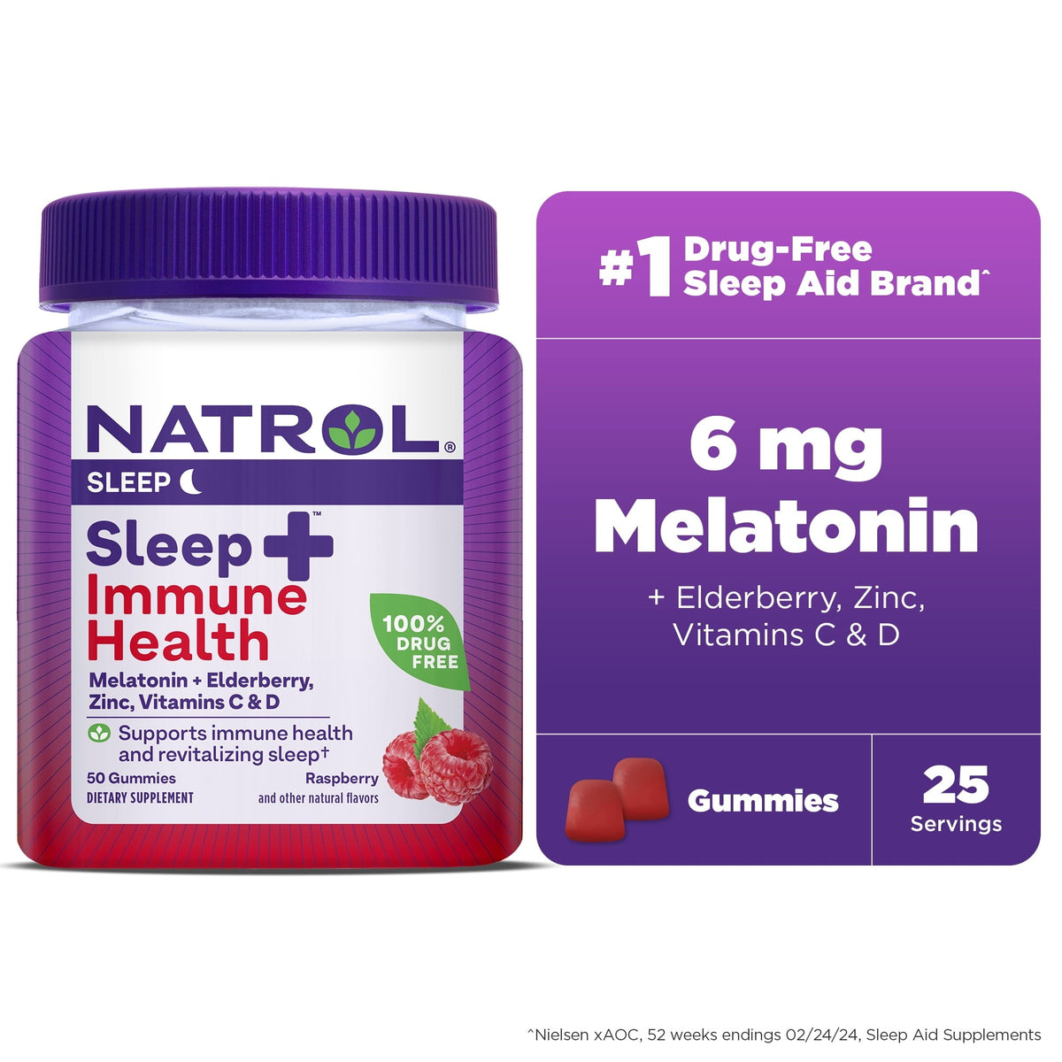 Natrol Sleep+ Immune Health Gummy, Sleep Aid & Immunity Support, 50 Berry Flavored Gummies-Natrol Sleep+ Immune Health Gummy, Sleep Aid & Immunity Support, 50 Berry Flavored Gummies