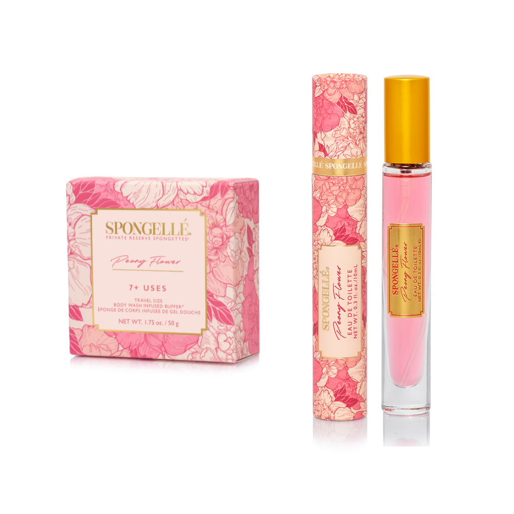 Peony Flower Eau de Toilette & Travel Spongette-Peony Flower Eau de Toilette & Travel Spongette