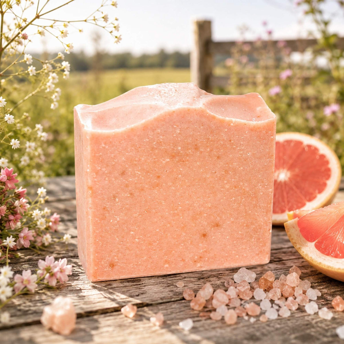 Pink Salt + Grapefruit Cleansing Bar Handmade Tallow and Goat Milk Soap Bar-Pink Salt + Grapefruit Cleansing Bar Handmade Tallow and Goat Milk Soap Bar