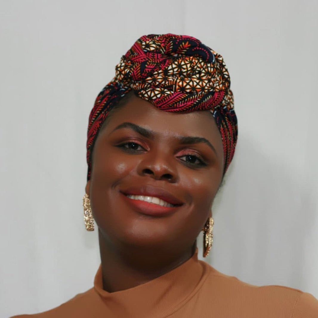 Kente African Head Wraps (Brown & Red)-Kente African Head Wraps (Brown & Red)