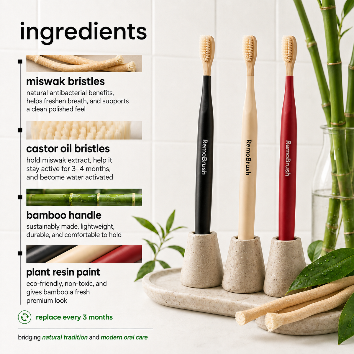 RemoBrush – Miswak Bristles Bamboo Toothbrush-RemoBrush – Miswak Bristles Bamboo Toothbrush