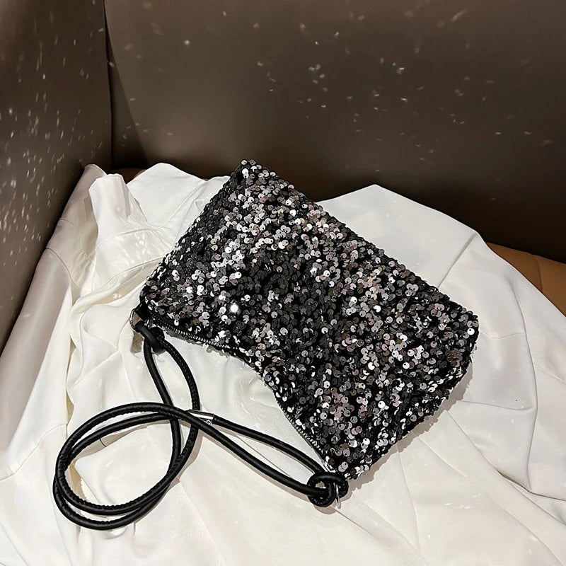 Brandless Korean Style Sequin Shoulder Bag For Women Single-Shoulder Versatile Small Bag - Compact Everyday Accessory-Brandless Korean Style Sequin Shoulder Bag For Women Single-Shoulder Versatile Small Bag - Compact Everyday Accessory