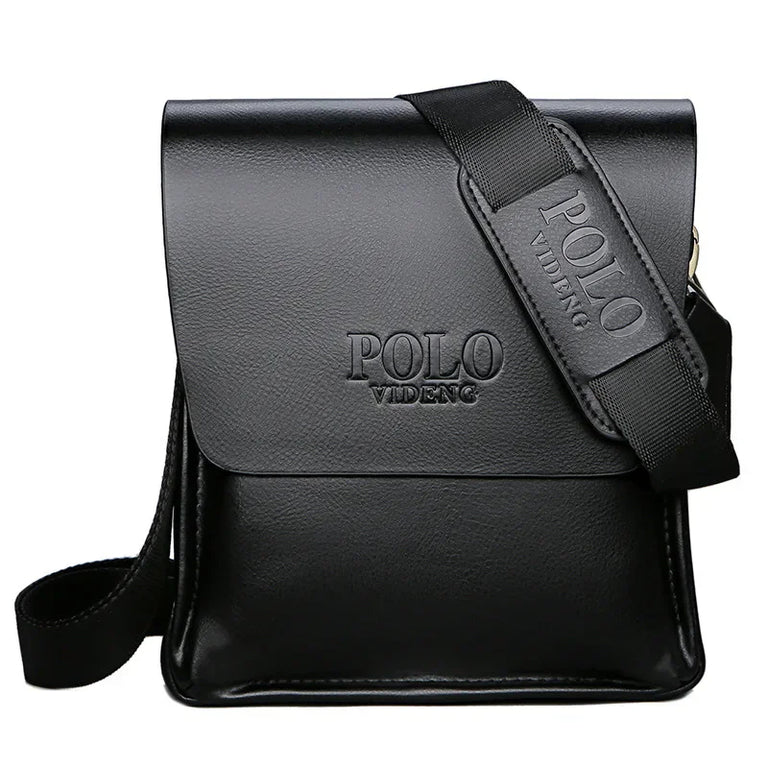 Leisure Business PU Leather Single Shoulder Bag For Men Polo Vertical Satchel - Five Pocket Layout