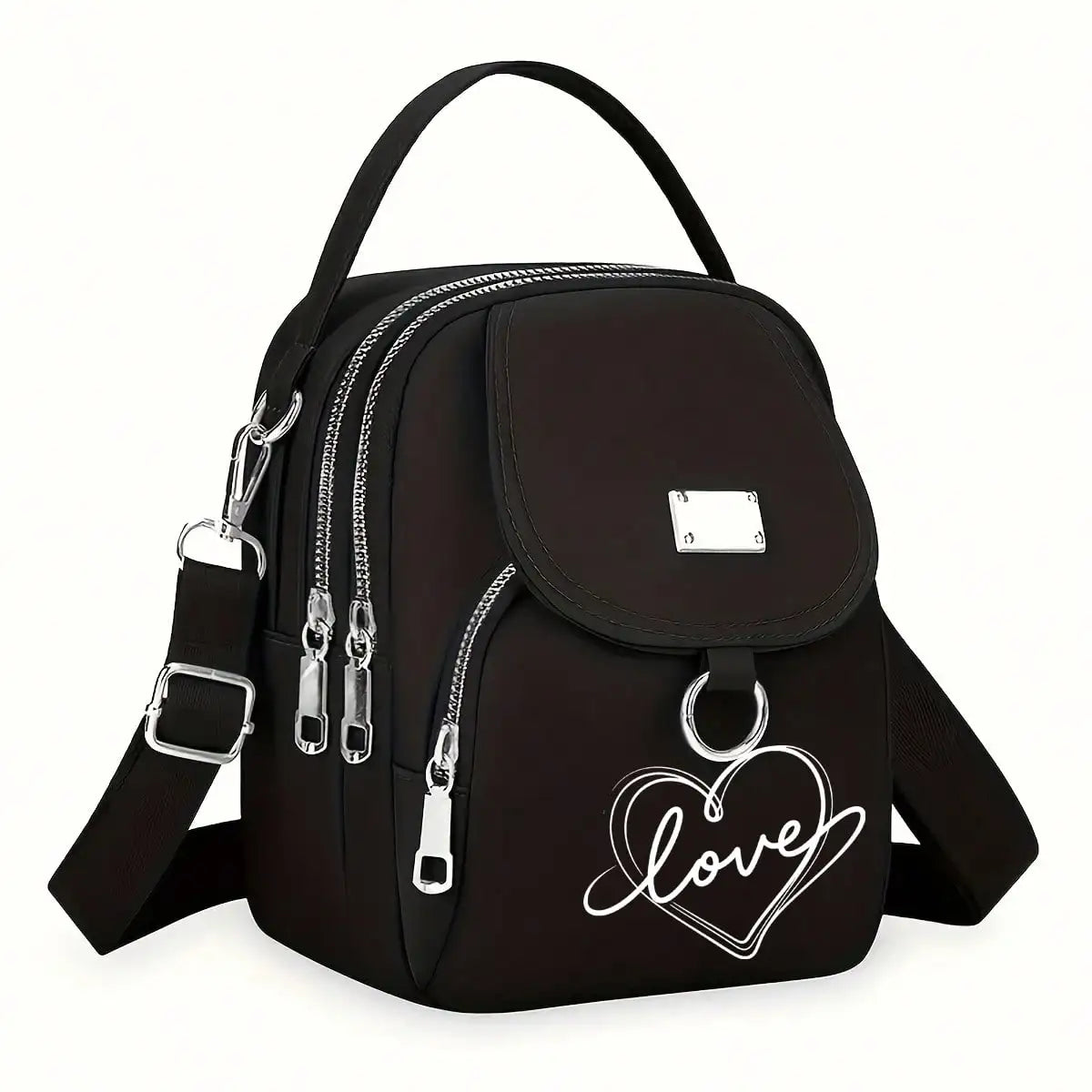 Heart Love Print Shoulder Bag - Compact Crossbody With Adjustable Strap And Ample Capacity-Heart Love Print Shoulder Bag - Compact Crossbody With Adjustable Strap And Ample Capacity