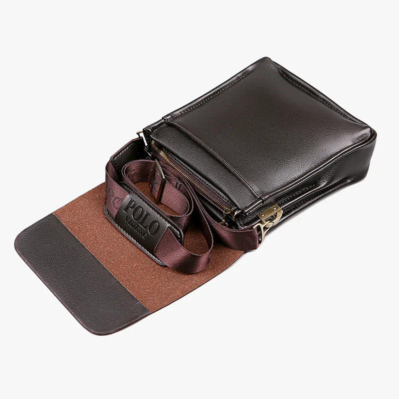 Leisure Business PU Leather Single Shoulder Bag For Men Polo Vertical Satchel - Five Pocket Layout-Leisure Business PU Leather Single Shoulder Bag For Men Polo Vertical Satchel - Five Pocket Layout