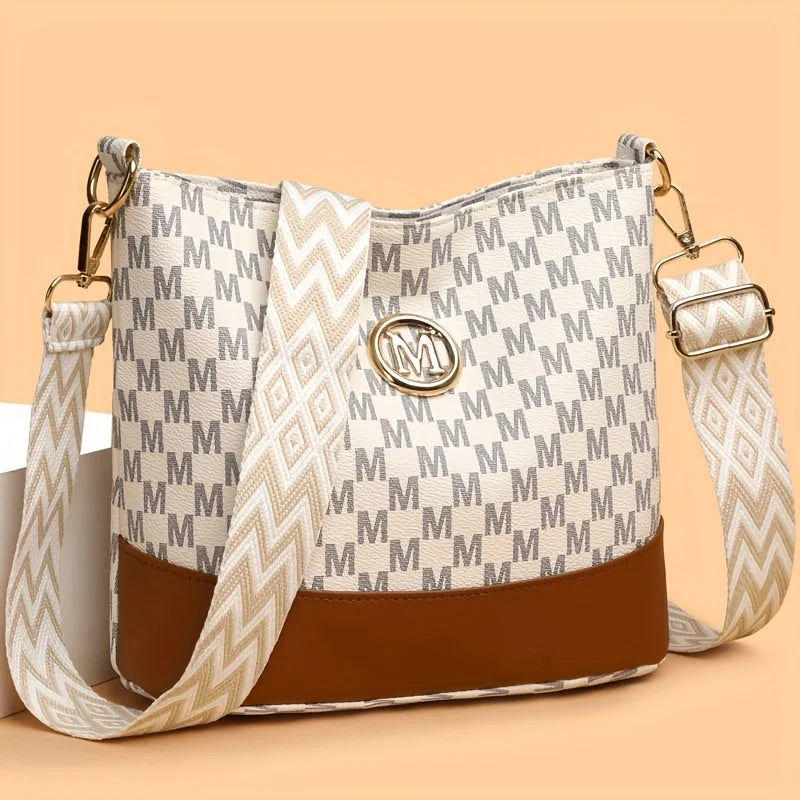 Women's Crossbody Bag With M Badge Multi Pocket Design Adjustable Shoulder Strap-Women's Crossbody Bag With M Badge Multi Pocket Design Adjustable Shoulder Strap