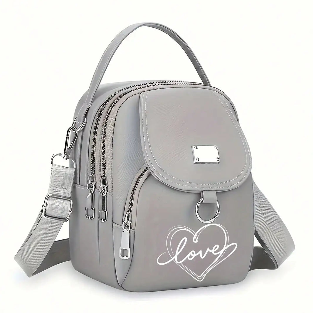 Heart Love Print Shoulder Bag - Compact Crossbody With Adjustable Strap And Ample Capacity-Heart Love Print Shoulder Bag - Compact Crossbody With Adjustable Strap And Ample Capacity