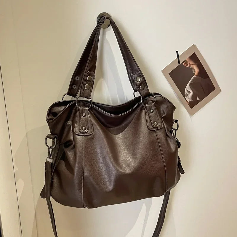 Macroupta Women's Shoulder Bag - Soft Interior, PU Leather, Zipper Closure, Contrasting Colors.-Macroupta Women's Shoulder Bag - Soft Interior, PU Leather, Zipper Closure, Contrasting Colors.