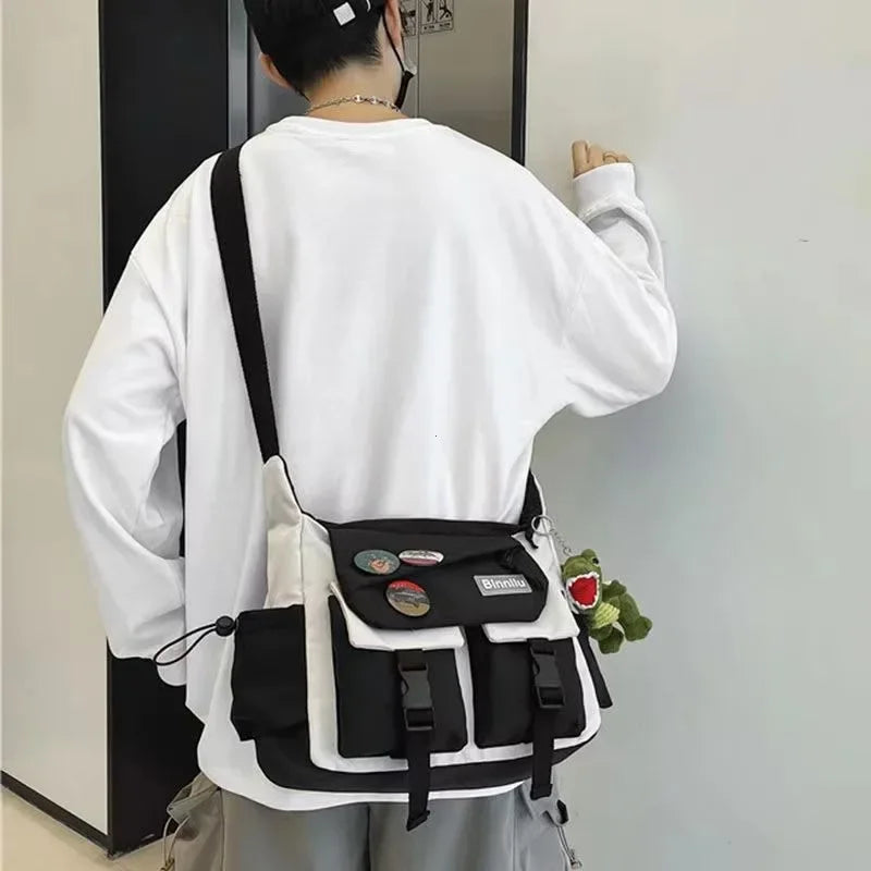 YIYUEQIANLI Harajuku Nylon Crossbody Bag For Men And Women - Durable Everyday Messenger Bag-YIYUEQIANLI Harajuku Nylon Crossbody Bag For Men And Women - Durable Everyday Messenger Bag