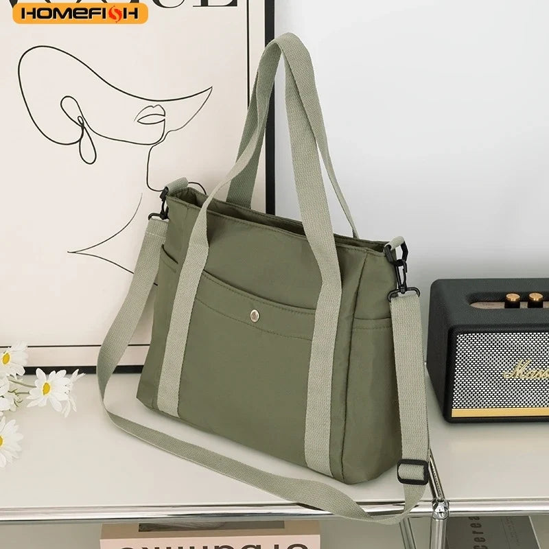 Homefish Large Capacity Nylon Crossbody Messenger Bag - Adjustable Removable Strap-Homefish Large Capacity Nylon Crossbody Messenger Bag - Adjustable Removable Strap