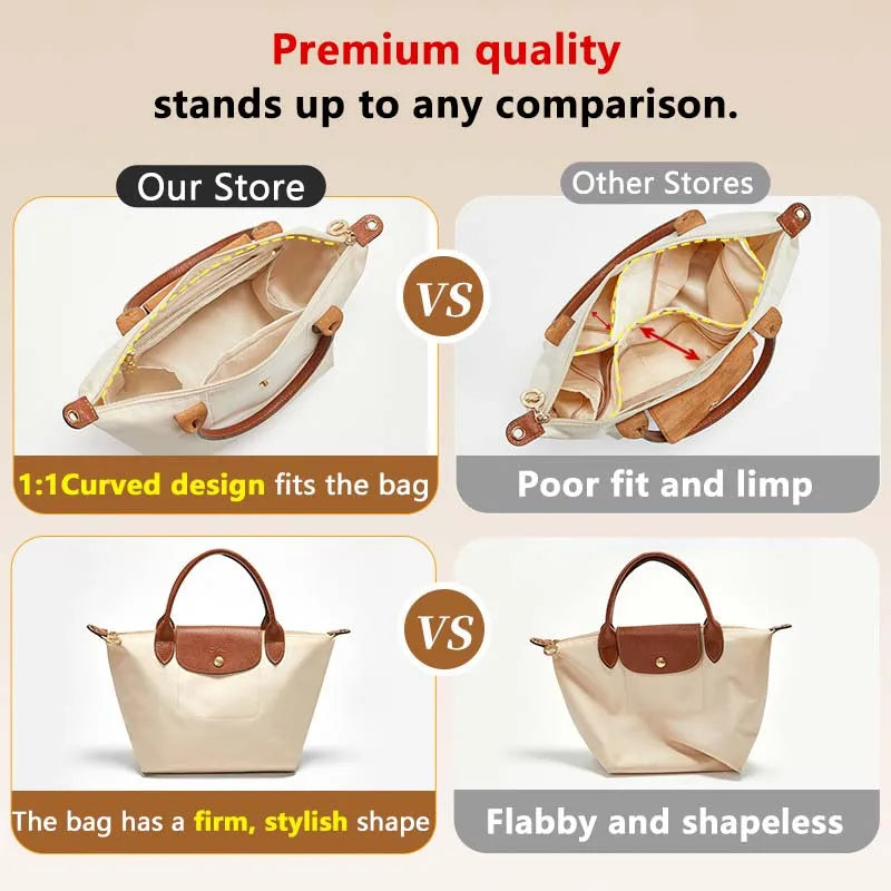 Havredeluxe Bag Organizer Insert For Longchamp Nylon Bag - Lightweight Durable Interior Storage-Havredeluxe Bag Organizer Insert For Longchamp Nylon Bag - Lightweight Durable Interior Storage