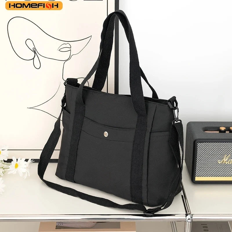 Homefish Large Capacity Nylon Crossbody Messenger Bag - Adjustable Removable Strap-Homefish Large Capacity Nylon Crossbody Messenger Bag - Adjustable Removable Strap